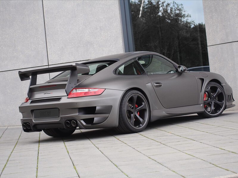 Matte gray Porsche sports car