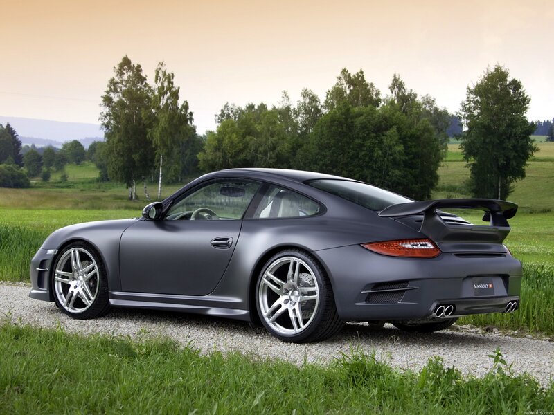 Matte gray Porsche sports car