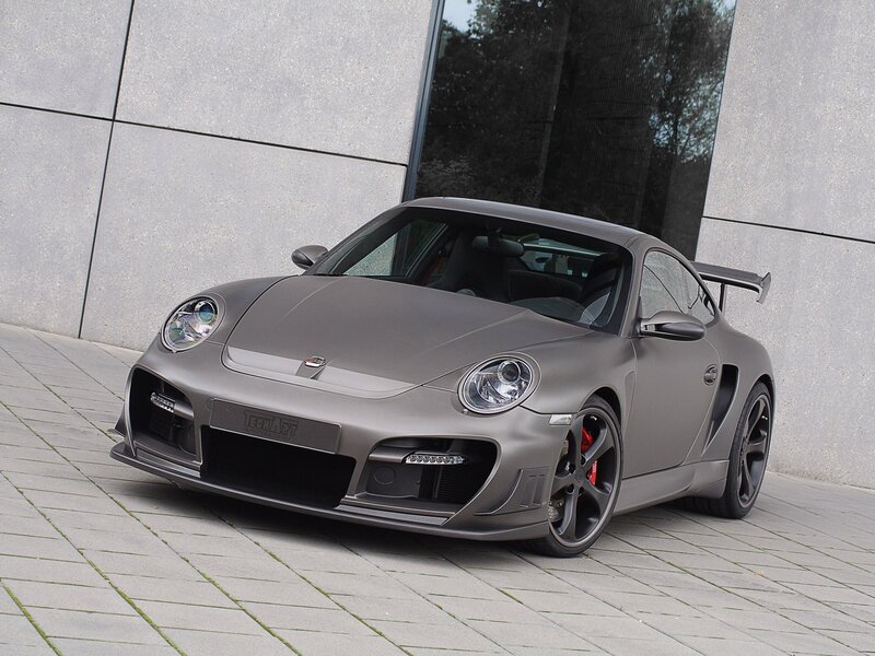 Matte gray Porsche sports car