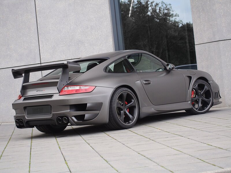 Matte gray Porsche sports car