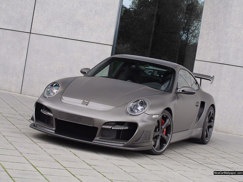 Matte gray Porsche sports car