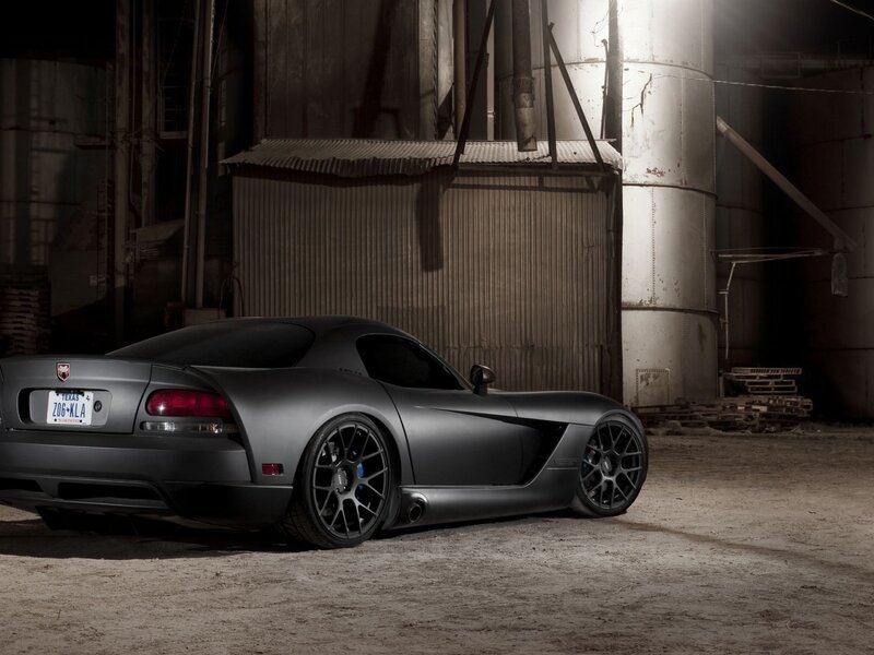 Matte Gray Sports Car — Dramatic, Night