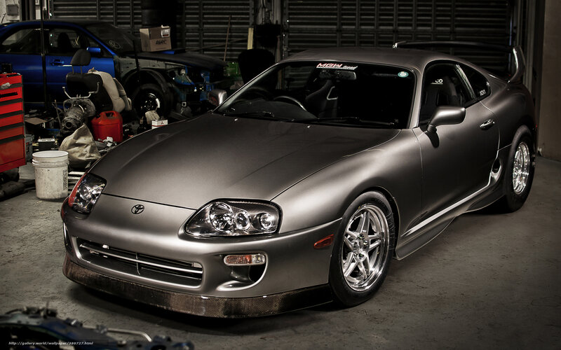 Matte gray sports car in garage