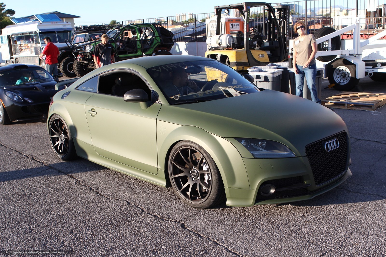 Matte green Audi TT at car show