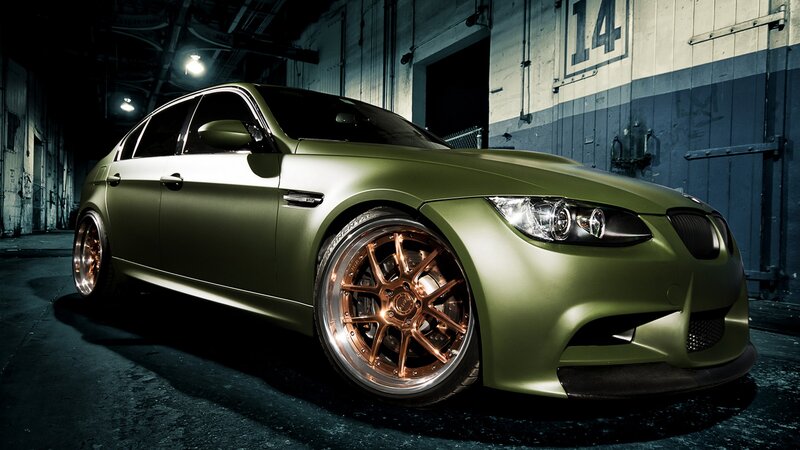 matte green performance sedan