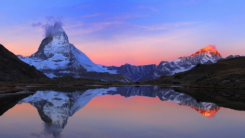 Matterhorn at sunset reflection
