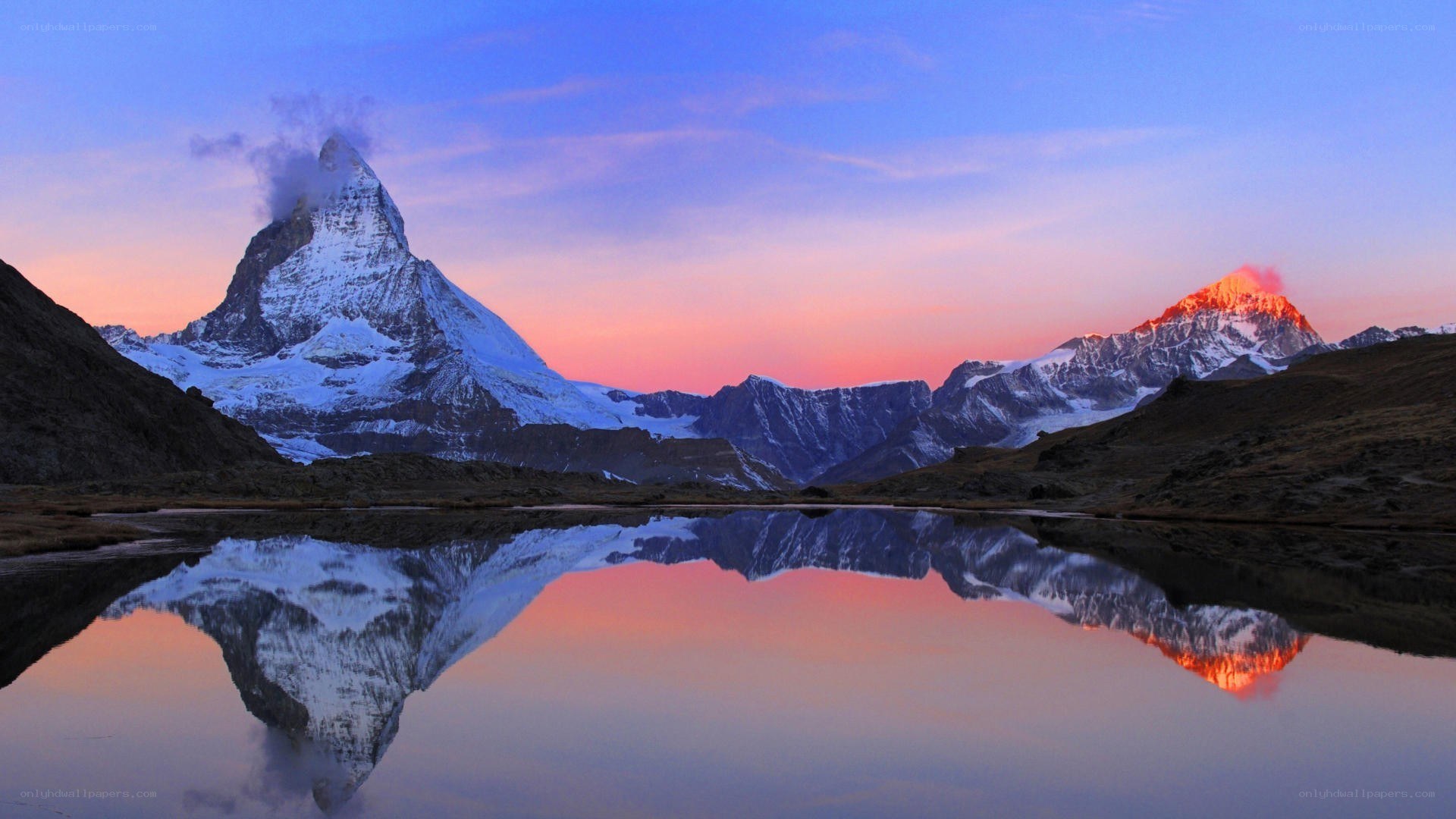 Matterhorn at sunset reflection