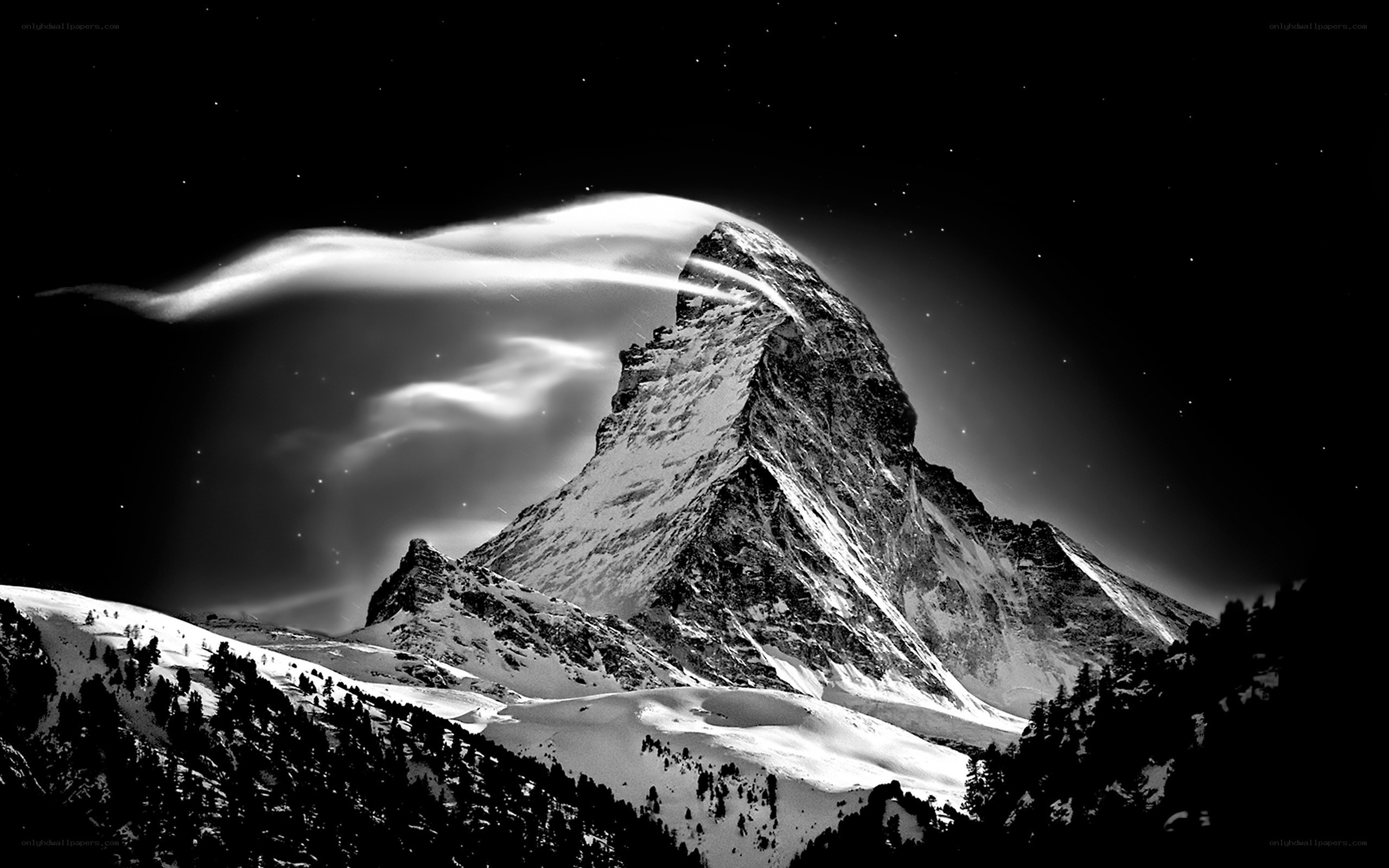 Matterhorn mountain at night
