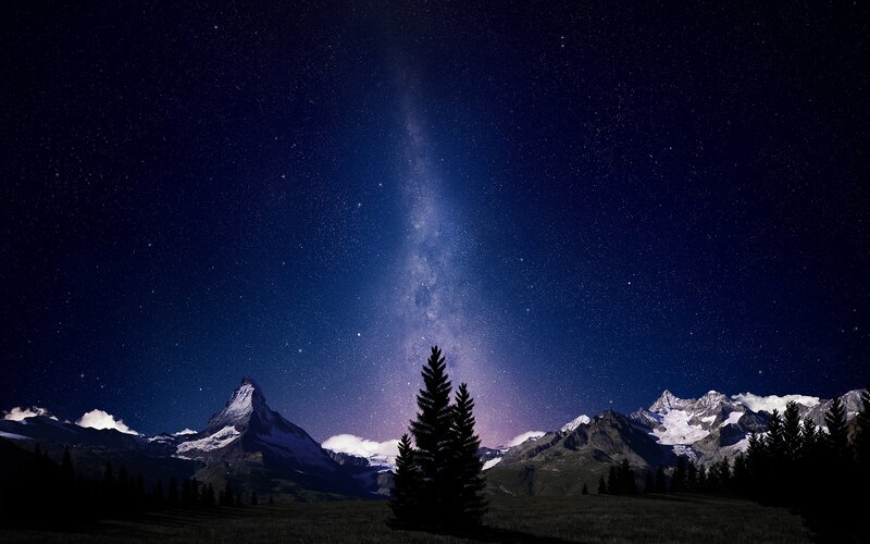 Matterhorn Mountain at Night — Blue