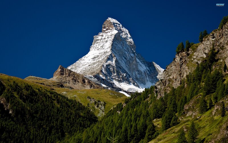 Matterhorn Mountain — Blue, Dramatic, Afternoon, Photograph, Snow