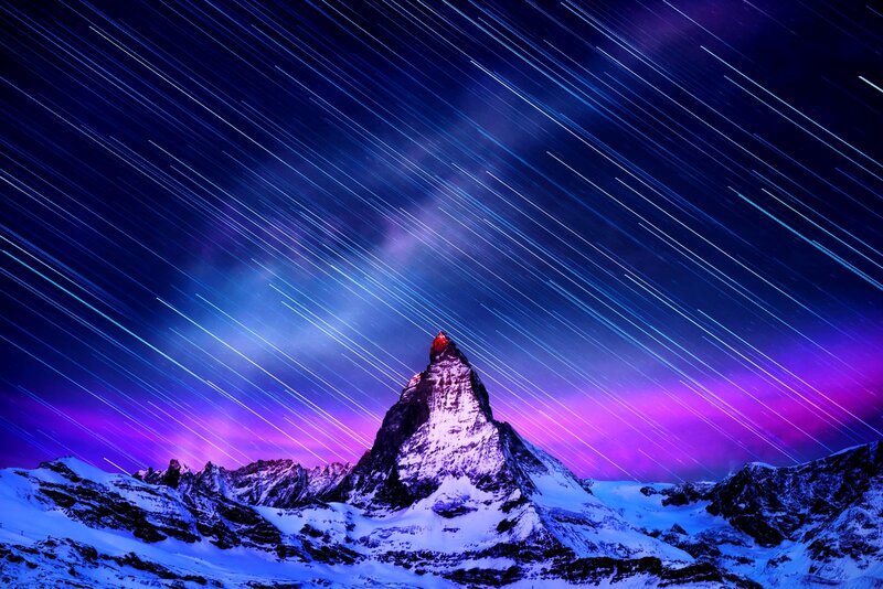 Matterhorn Mountain — Blue, Dramatic, Night, Digital Art