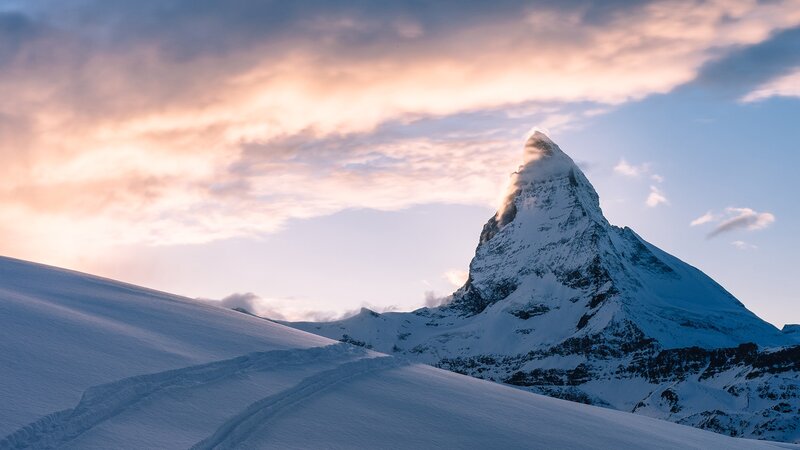 Matterhorn Mountain — Blue, Dramatic, Sunrise, Photograph, Snow