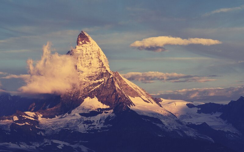 Matterhorn Mountain — Blue, Dramatic, Sunset, Photograph, Clouds