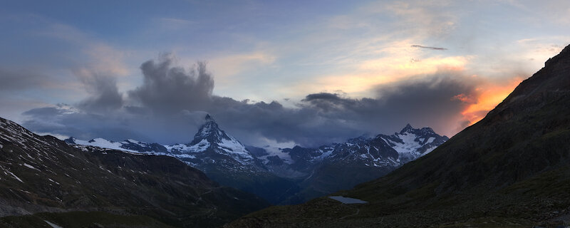 Matterhorn Mountain — Blue, Dramatic, Sunset