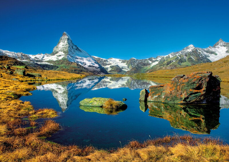 Matterhorn Mountain — Blue, Serene, Afternoon, Photograph, Lake, Rock
