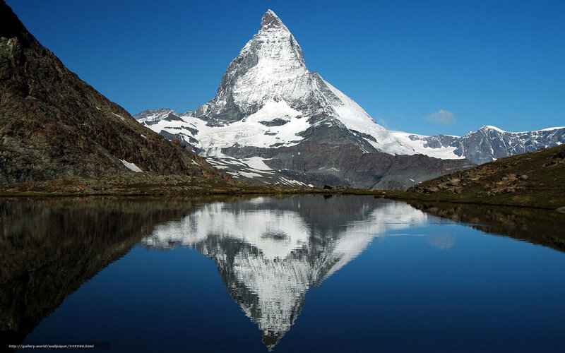 Matterhorn Mountain — Blue, Serene, Afternoon, Photograph, Lake, Snow, Sky