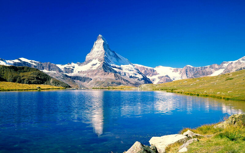 Matterhorn Mountain — Blue, Serene, Afternoon, Photograph, Lake, Snow