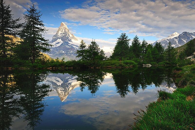 Matterhorn Mountain — Blue, Serene, Afternoon, Photograph, Lake