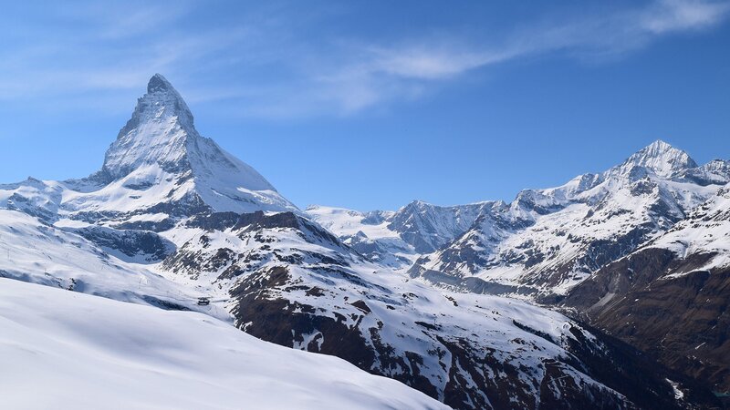 Matterhorn Mountain — Blue, Serene, Afternoon, Photograph, Snow, Mountains