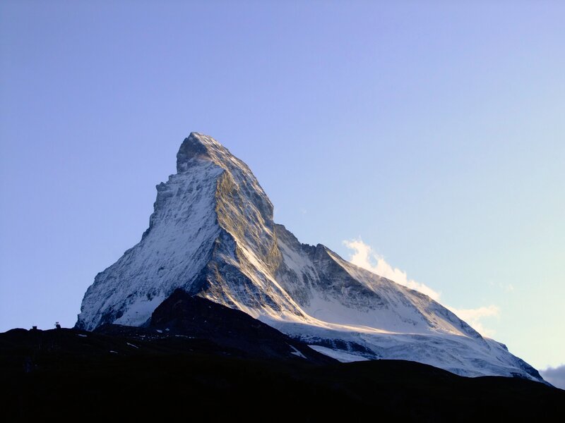 Matterhorn Mountain — Blue, Serene, Morning, Photograph, Snow