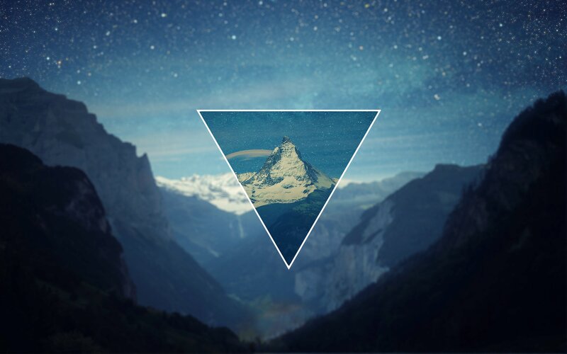 Matterhorn Mountain — Blue, Serene, Night, Digital Art