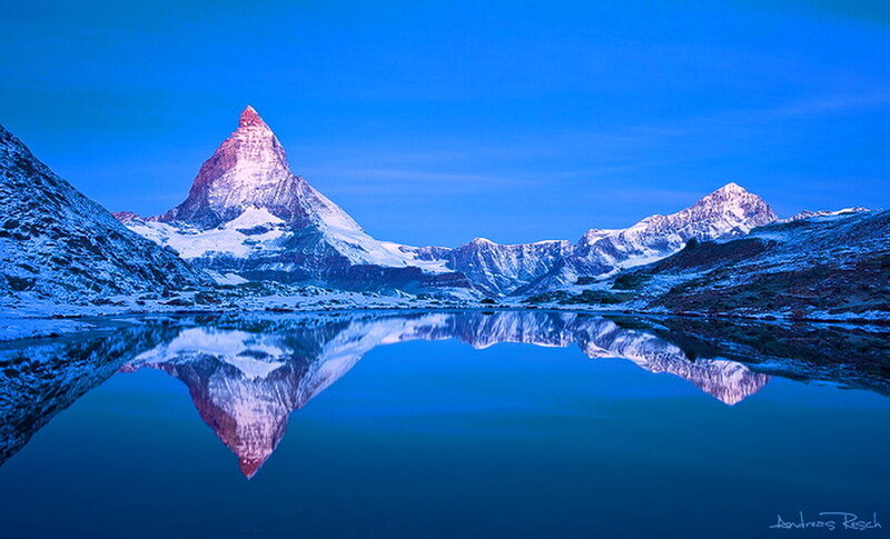 Matterhorn Mountain — Blue, Serene, Night, Photograph