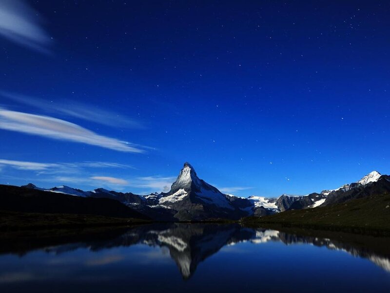 Matterhorn Mountain — Blue, Serene, Night