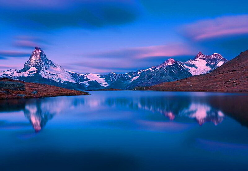 Matterhorn Mountain — Blue, Serene, Sunset, Photograph