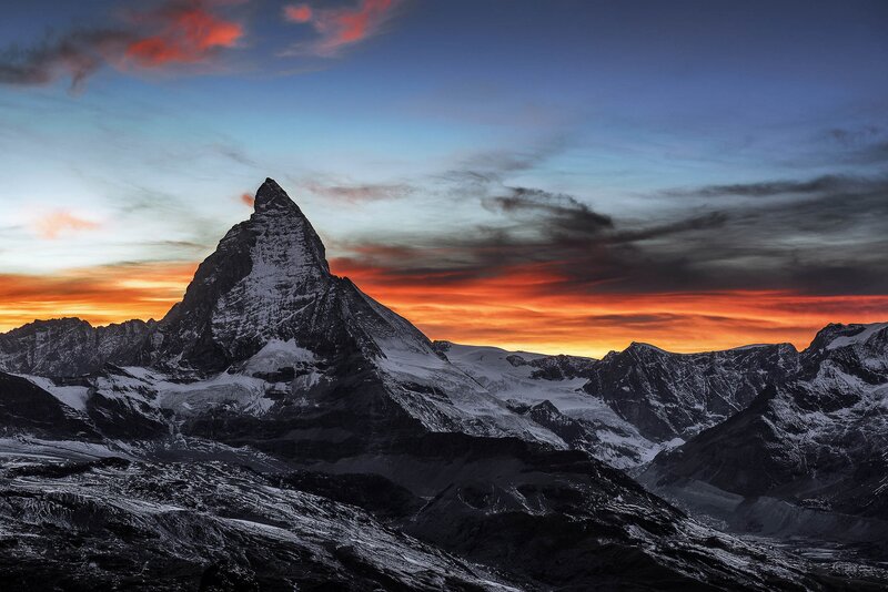 Matterhorn Mountain — Orange, Dramatic, Sunset, Photograph