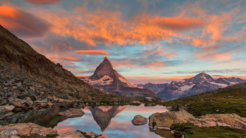 Matterhorn Mountain — Orange, Dramatic, Sunset
