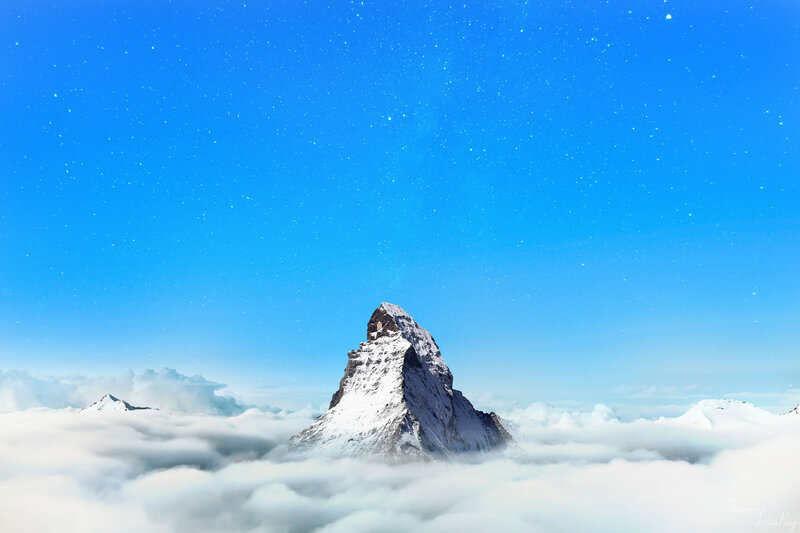 Matterhorn Mountain Peak — Blue, Serene