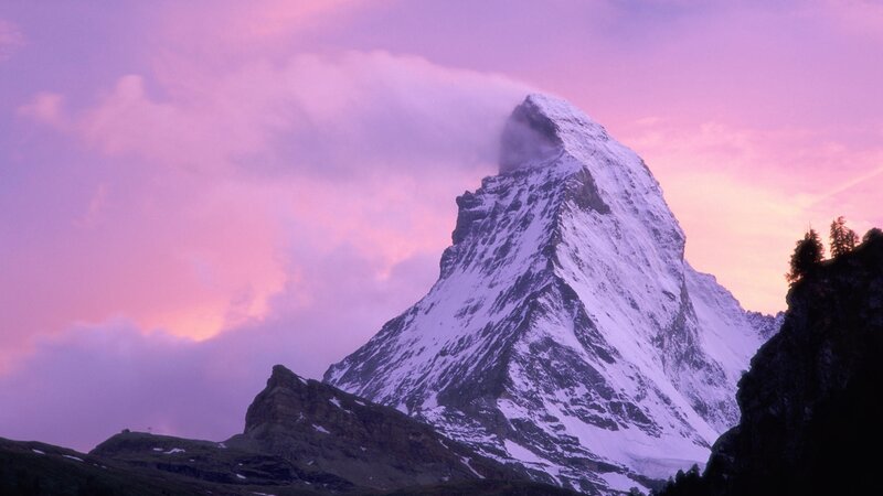Matterhorn Mountain — Purple, Dramatic, Sunset, Photograph, Clouds, Sky