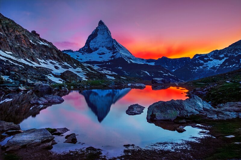 Matterhorn Mountain — Purple, Dramatic, Sunset
