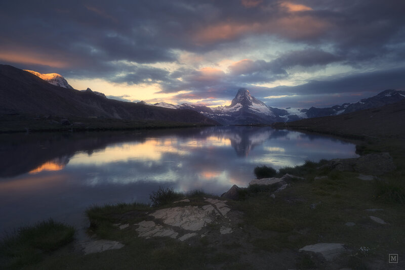 Matterhorn Mountain Reflection — Blue, Serene