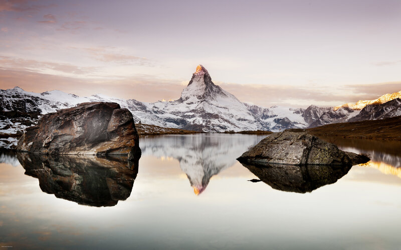 Matterhorn Mountain — White, Serene, Sunset, Photograph