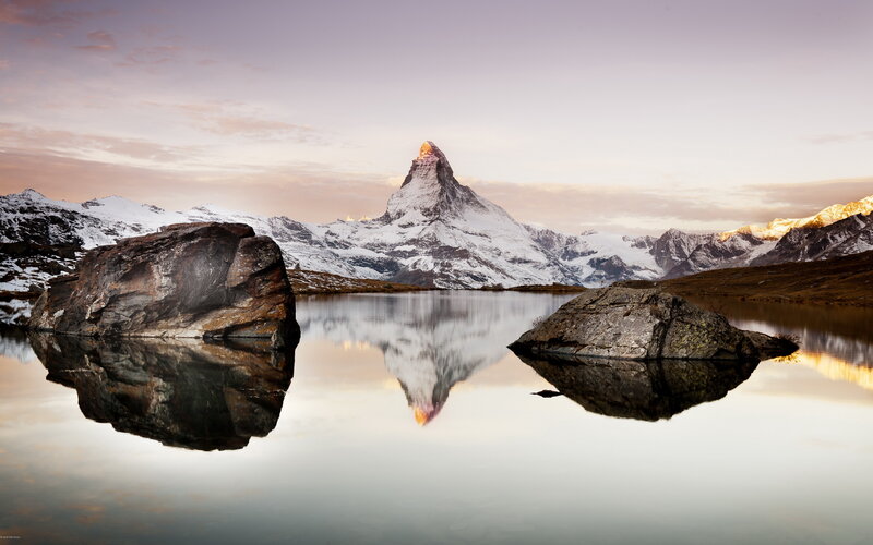 Matterhorn Mountain — White, Serene, Sunset