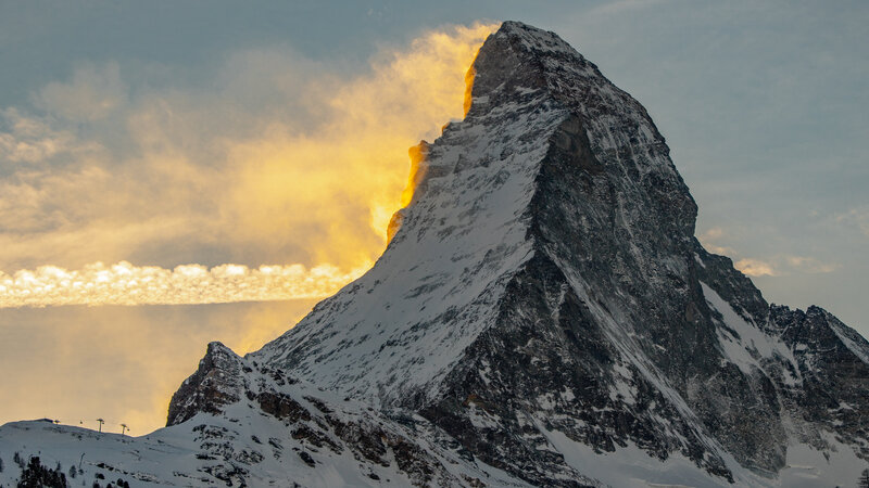 Matterhorn Mountain — Yellow, Dramatic, Sunrise