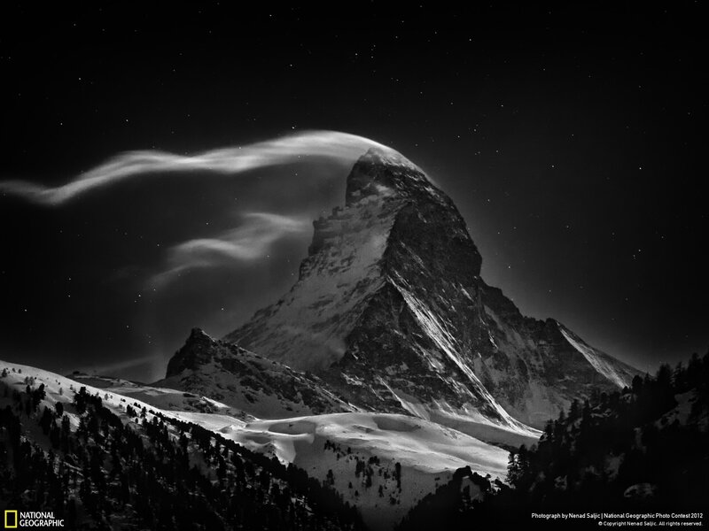 Matterhorn under starry sky