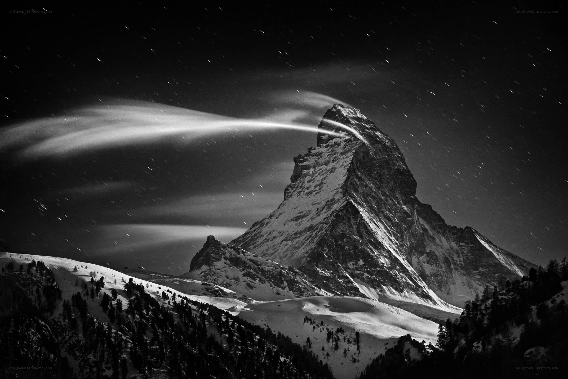 Matterhorn under starry sky
