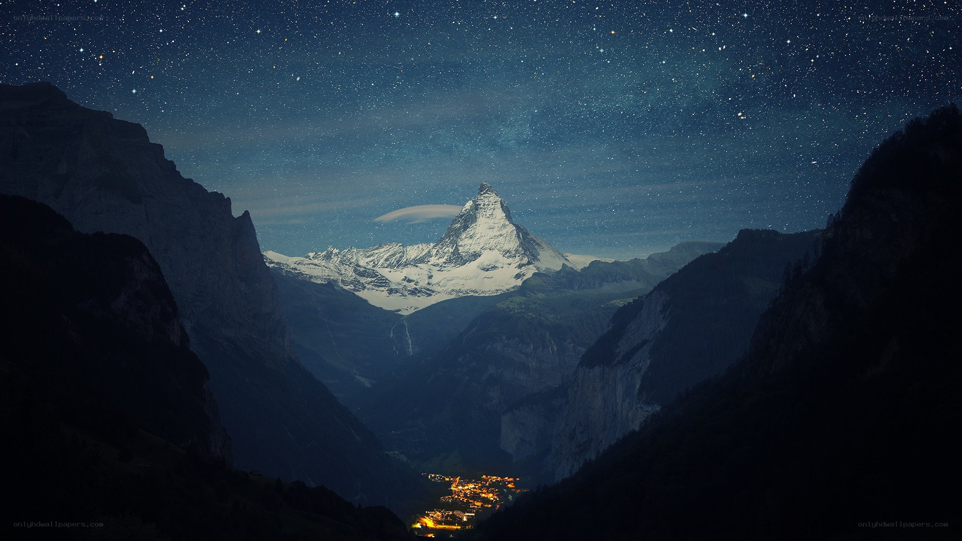 Matterhorn under starry sky