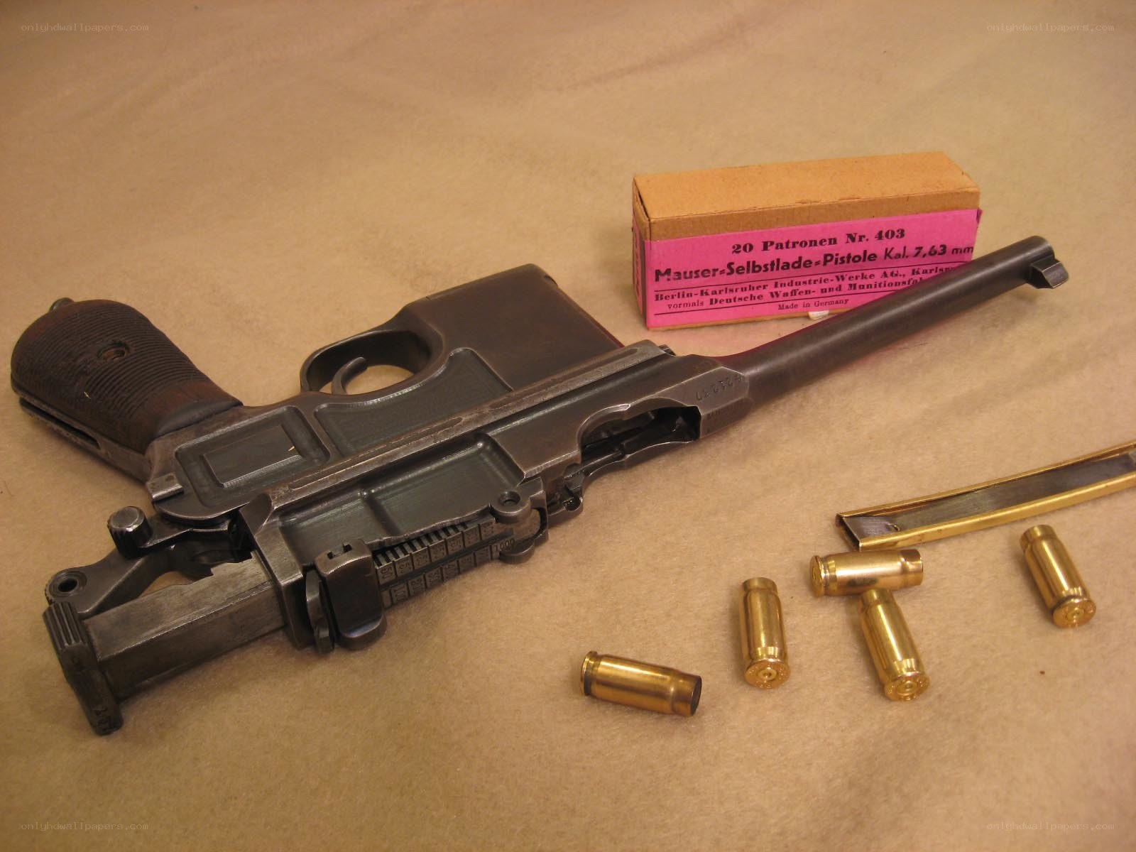 Mauser pistol with ammunition