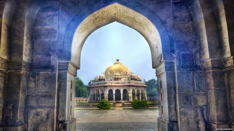 Mausoleum Through Archway — Blue