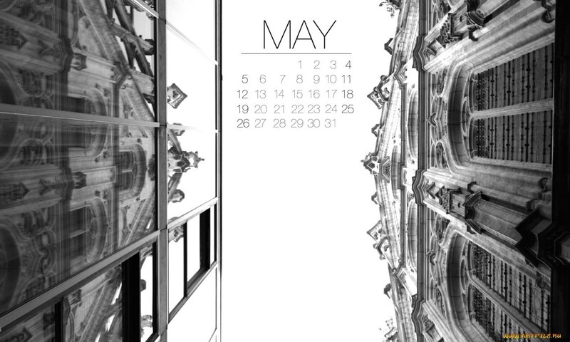 May calendar with architectural reflection