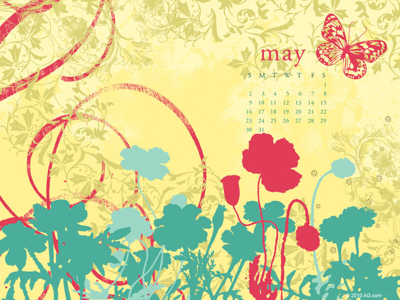 May calendar with floral design