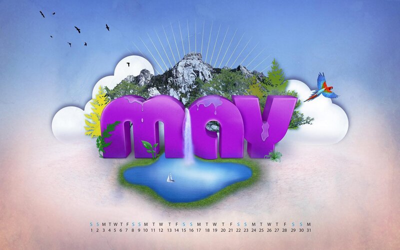 May calendar with nature theme