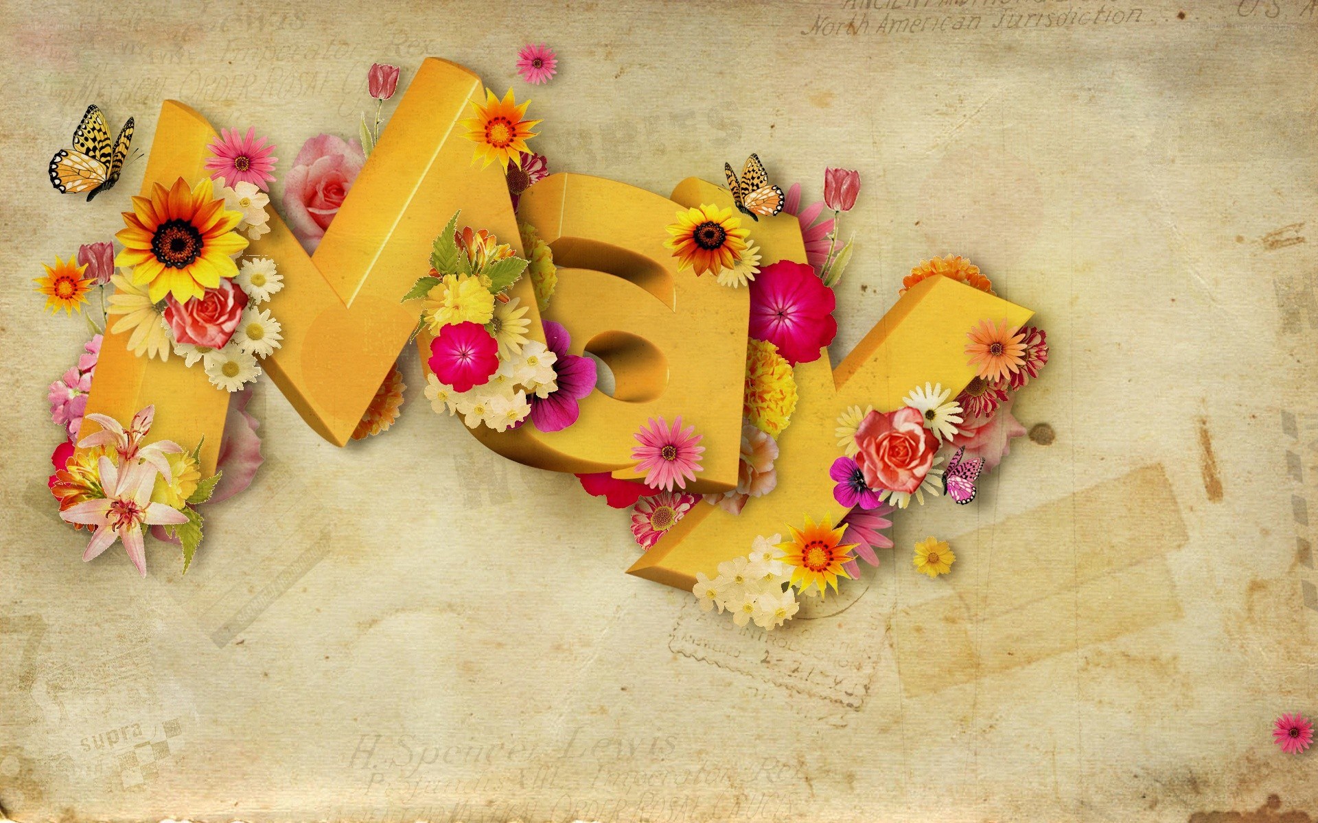 May floral design with butterflies