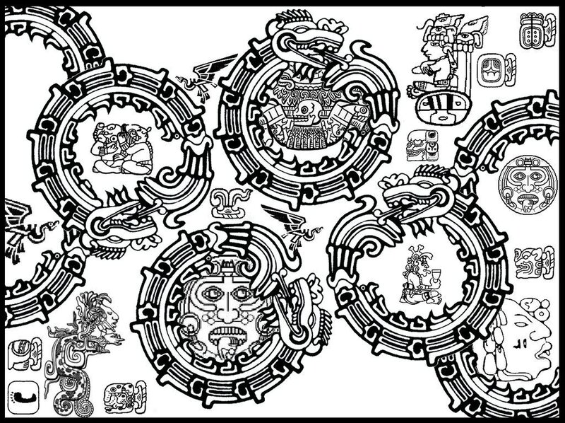 Mayan calendar art coloring page