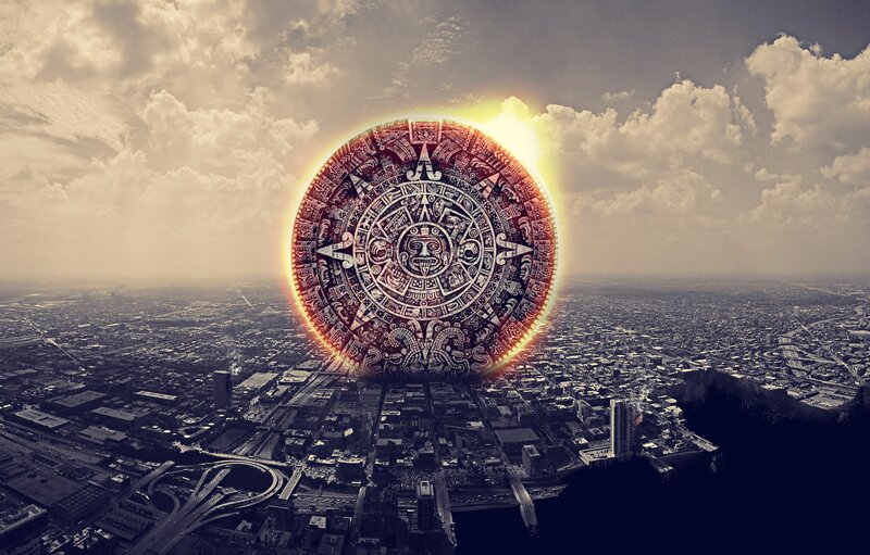 Mayan Calendar Over City