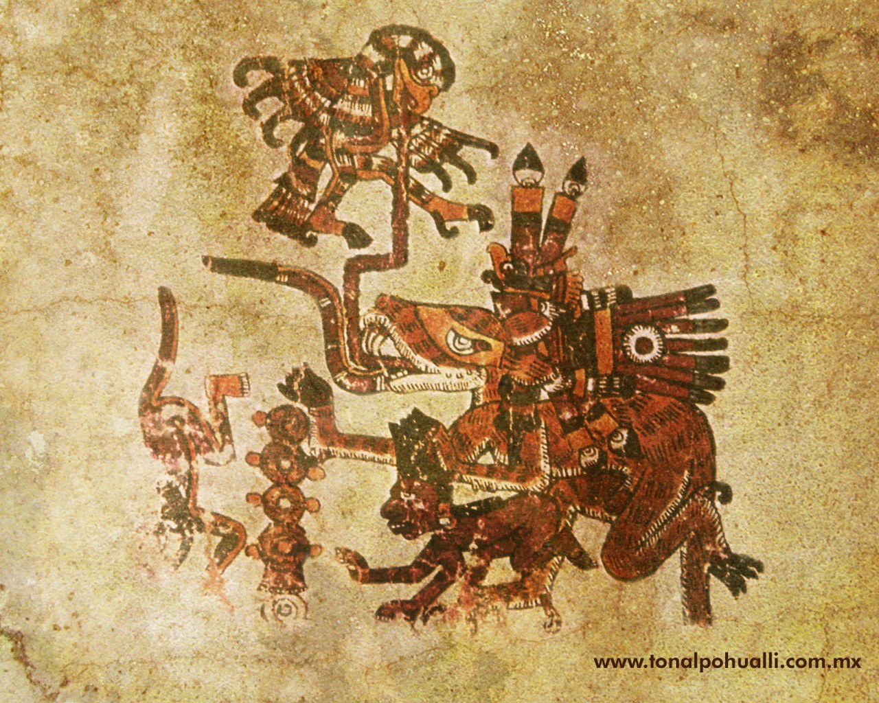 Mayan mural depicting deities