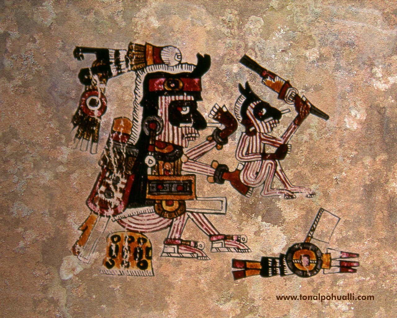 Mayan mural depicting warriors